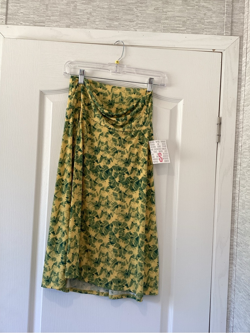 LuLaRoe Yellow and Green Leaf-Print Midi Skirt S BNWT